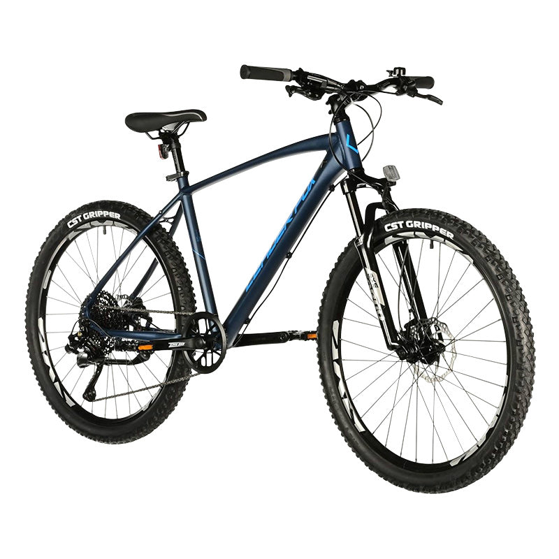 VELO MUSCULAIRE VTT 26 LEADER FOX FACTOR 2025 GARCON BLEU NUIT MAT 9V CADRE 14 POUCES (TAILLE ENFANT 140 à 148 cm)