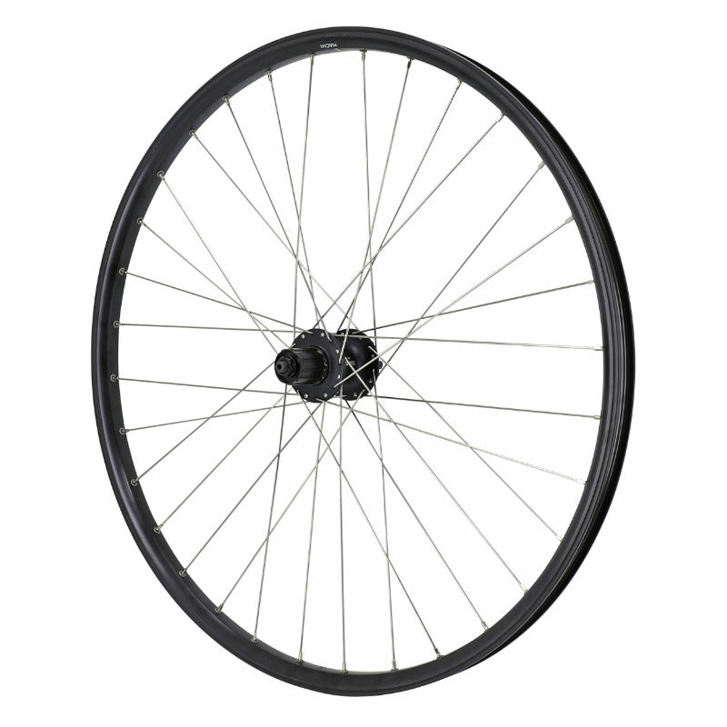 ROUE VTT DISQUE - PATIN BLOCAGE 27.5" KARGO - VAE - E-BIKE - LONGTAIL ARRIERE NOIR DOUBLE PAROI AVEC OEILLETS  MOYEU SHIMANO M475 DISQUE 6 TROUS CASSETTE 11-10-9-8V J  ANTE 25C 32 RAYONS INOX