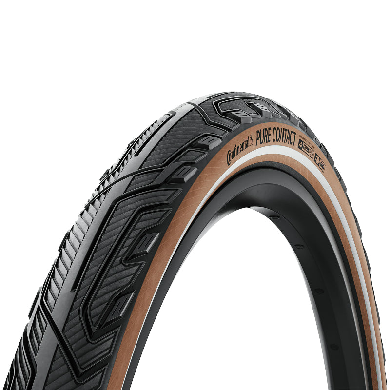 PNEU VTT URBAIN 27.5 X 2.20 CONTINENTAL PURE CONTACT NOIR FLANC MARRON REFLEX TUBELESS (55-584) COMPATIBLE VAE