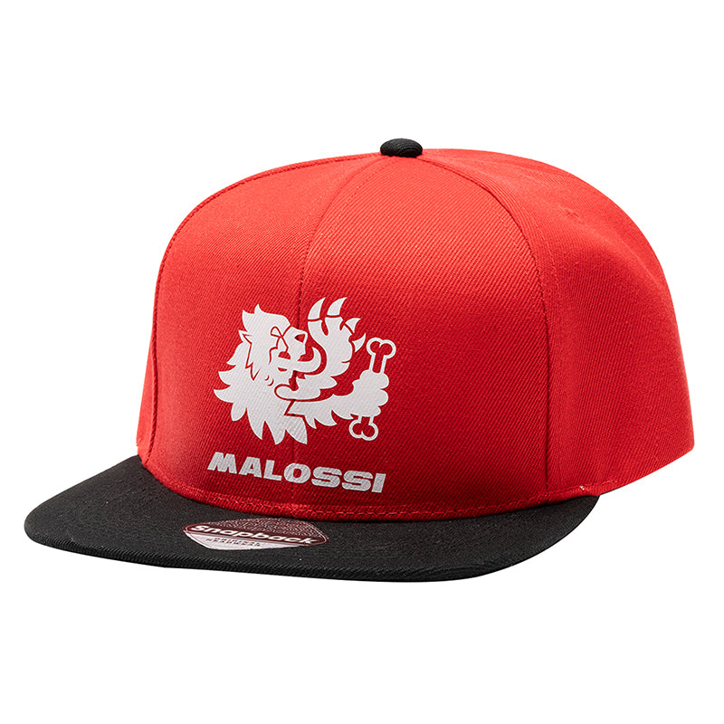 CASQUETTE MALOSSI TYPE SNAPBACK ROUGE-NOIR (LOGO BLANC)