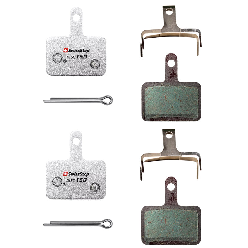 SHIMANO DEORE M515,M486,M485,M575,M395 MTB BRAKE PADS (SWISSSTOP ORGANIC - DISC 15E - FAIR &amp; PAIR) (2 PAIRS) - COMPATIBLE VAE