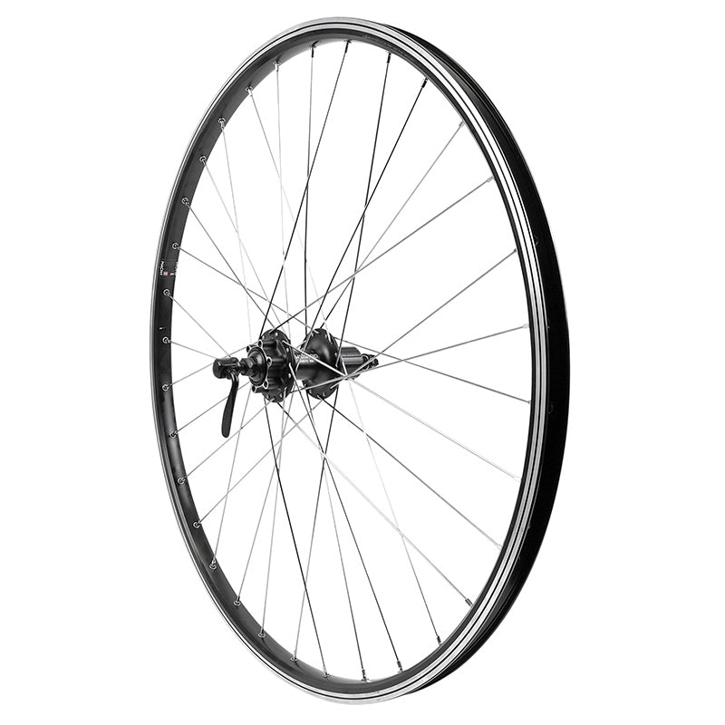 ROUE VTC PATIN BLOCAGE 700 x 35 - 28" M260 ARRIERE NOIR RENFORCE MOYEU SHIMANO DEORE NOIR CASSETTE 9-10-11V (JANTE DOUBLE PAROI AVEC OEILLETS) JANTE 19C 32 RAYONS INOX - RESISTE 200KGS