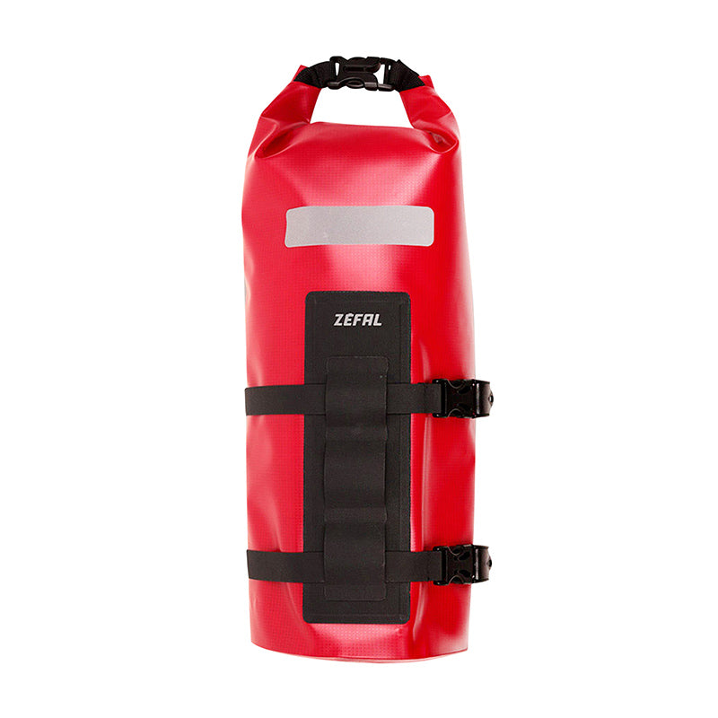 ZEFAL Z ADVENTURE DRY BAG RED WATERPROOF BICYCLE FORK BAG WITH SELF-GRIPPING STRAPS - CLIPS (Lg28.5cm - 4LITERS) MAXIMUM LOAD 2.5kgs