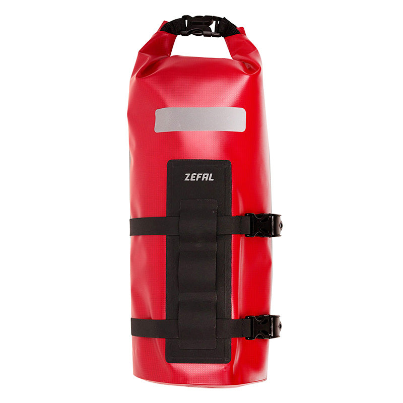 ZEFAL Z ADVENTURE DRY BAG RED WATERPROOF BICYCLE FORK BAG WITH SELF-GRIPPING STRAPS - CLIPS (Lg36.5cmxD15 - 6LITERS) MAXIMUM LOAD 2.5kgs