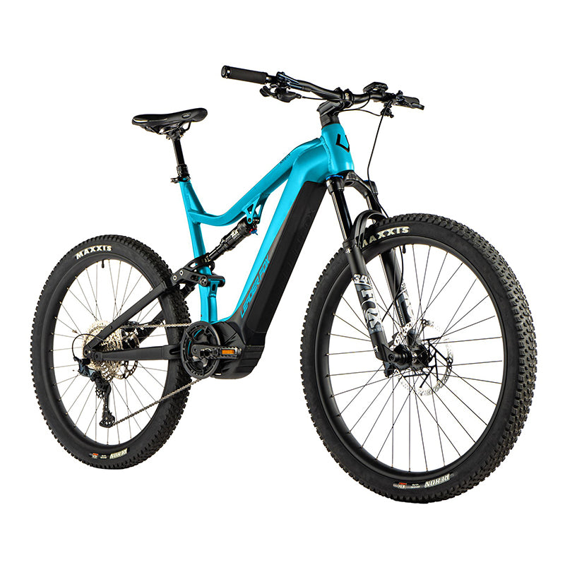 VELO ELECTRIQUE-VAE VTT 29 LEADER FOX ARGUS 2024 TOUT SUSPENDU HOMME BLEU MAT 12V MOTEUR CENTRAL PANASONIC GX ULTIMATE 36V 90Nm BATTERIE 20Ah (CADRE 19,5" - H50cm - L - ADULTE DE 178cm à 185cm)