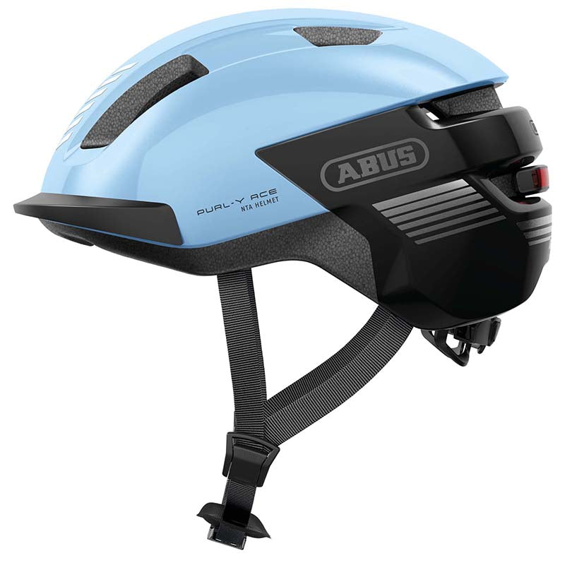 CASQUE VELO ADULTE ABUS URBAIN PURL-Y ACE BLEU GLACIER ECLAIRAGE INTEGRE TAILLE L (57-61cm) REGLAGE MOLETTE