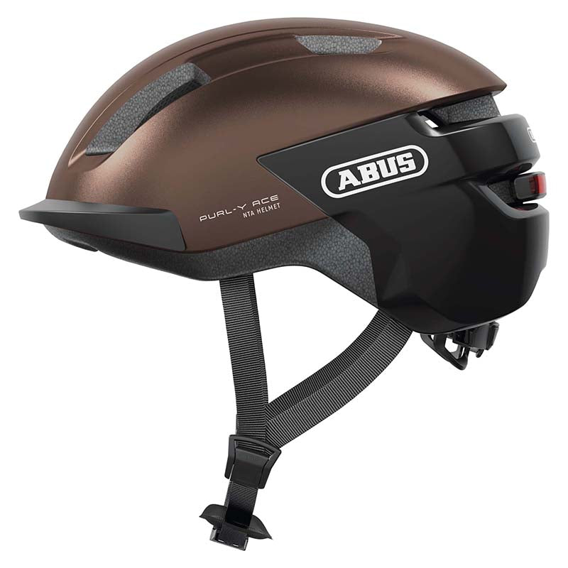 CASQUE VELO ADULTE ABUS URBAIN PURL-Y ACE MARRON ECLAIRAGE INTEGRE TAILLE  M (54-58cm) REGLAGE MOLETTE