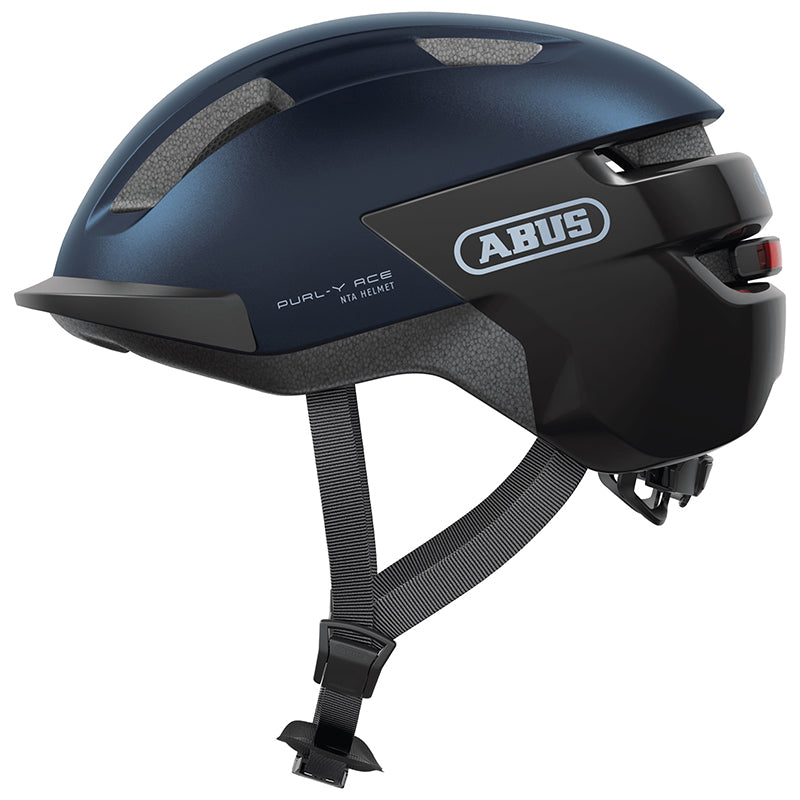 CASQUE VELO ADULTE ABUS URBAIN PURL-Y ACE BLEU NUIT ECLAIRAGE INTEGRE TAILLE L (57-61cm) REGLAGE MOLETTE