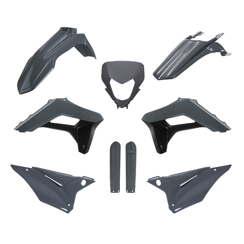 CARROSSERIE-CARENAGE MOTO ENDURO SHERCO 125, 250 SE-R 2024, 250, 300, 450, 500 SEF-R 2024 GRIS (COULEUR OEM) (KIT PLASTIQUES 9 PIECES)  -POLISPORT-