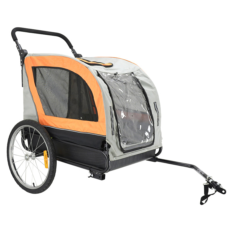 REMORQUE VELO UTILITAIRE FOND RIGIDE (DIMENSIONS L134xl57.5xH95cm) AVEC ROUES 20" x2.4 FIXATION AXE DE ROUE - POUR TRANSPORT ANIMAUX - REMORQUE LIVREE AVEC BACHE