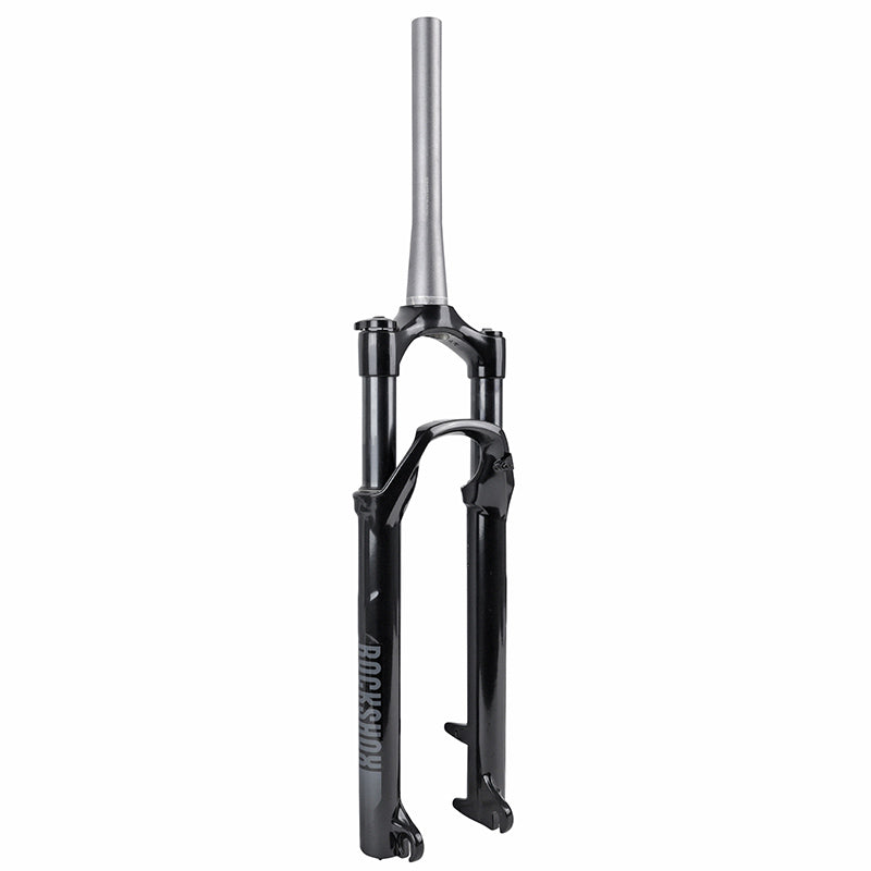 FOURCHE VTT 27.5 " ROCKSHOX RECON SILVER RL NOIR SOLO AIR POUR FREIN A DISQUE (CONE 39.8mm en bas) PIVOT CONIQUE LISSE 1"1-8-28,6 EXTERIEUR DEB. 100mm - POUR BLOCAGE RAPIDE