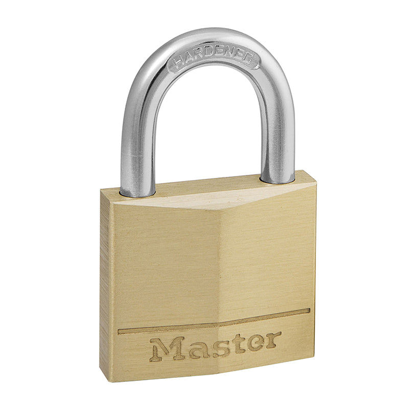 CADENAS A CLE MASTERLOCK LAITON ANSE ACIER CEMENTE LARGEUR 30mm, ANSE 16mm, DIAM 5mm (DOUBLE VERROUILLAGE) (VENDU A L'UNITE)