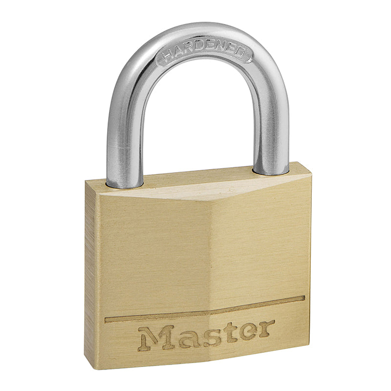 CADENAS A CLE MASTERLOCK LAITON ANSE ACIER CEMENTE LARGEUR 40mm, ANSE 22mm, DIAM 6mm (DOUBLE VERROUILLAGE) (VENDU A L'UNITE)