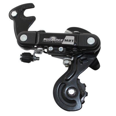 DERAILLEUR ROUTE ARRIERE SUNRACE  6-7V. CHAPE COURTE AVEC PATTE (COMPATIBLE SHIMANO)