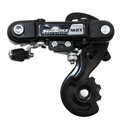 DERAILLEUR ROUTE ARRIERE SUNRACE  6-7V. CHAPE COURTE A VIS (COMPATIBLE SHIMANO)