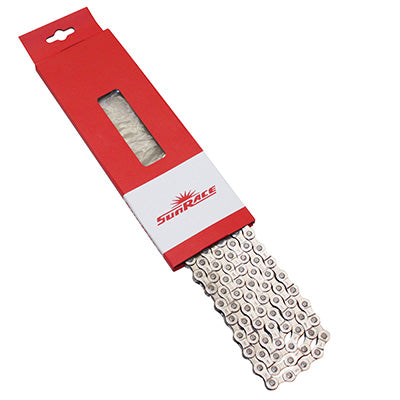 BICYCLE CHAIN ​​7-8 SPEED. ROAD-MTB SUNRACE CNM84 SILVER 116 LINKS SHIMANO AND SRAM COMPATIBLE