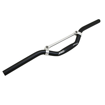 UNO ALU HALF RISE MTB HANDLEBAR WITH SILVER REINFORCEMENT BAR 25.4mm HEIGHT 50mm WIDTH 610mm