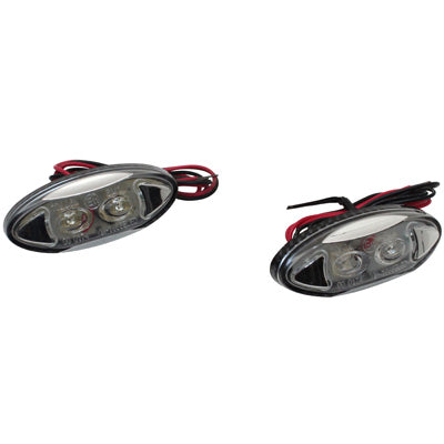 CLIGNOTANT UNIVERSEL REPLAY MINI OVALE 2 LEDS TRANSPARENT-CARBONE (L 60mm - H 25mm - L 15mm) (HOMOLOGUE CE) (PAIRE)