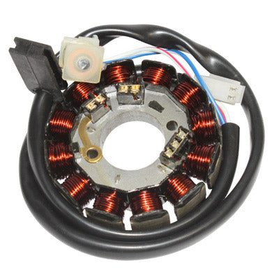 STATOR ALLUMAGE 50 A BOITE ADAPTABLE MINARELLI 50 AM6-BETA 50 RR 2013+2020-YAMAHA 50 TZR 2003+2011+-MBK 50 X POWER 2003+2011+ (12 POLES - BROCHE 4 FILS)  -P2R-