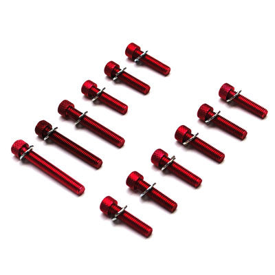 VIS DE CARTER REPLAY ALU POUR MBK 50 BOOSTER-YAMAHA 50 BWS ROUGE 6X25-40-45 (KIT DE 12)