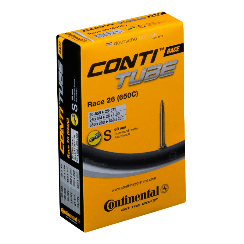 BICYCLE AIR TUBE 650 x 20-25 CONTINENTAL VALVE PRESTA REMOVABLE SHELL 60mm