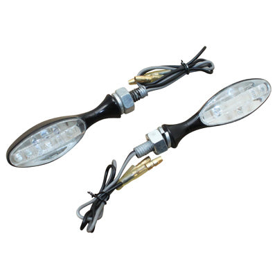 CLIGNOTANT UNIVERSEL REPLAY MINI OVALE 9 LEDS TRANSPARENT-NOIR CORPS ZAMAC  (L 65mm - H 20mm - L 21mm) (HOMOLOGUE CE) (PAIRE)