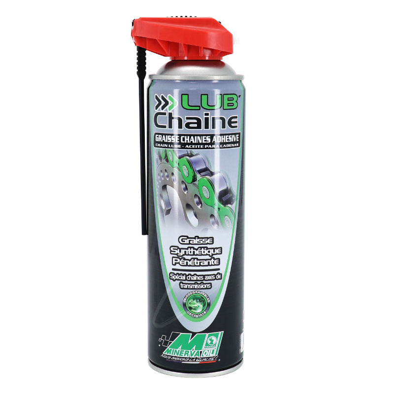 GRAISSE A CHAINE MOTO MINERVA LUB'CHAINE POUR ROUTE-OFF ROAD-CROSS (AEROSOL 500 ml)