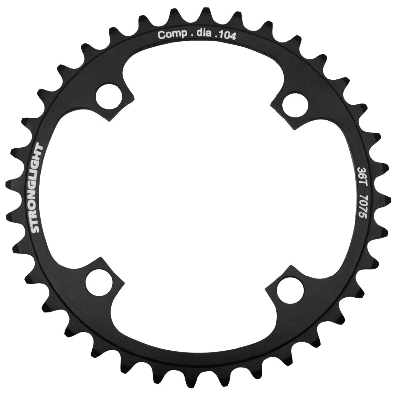 MTB KETTINGBLAD 4BRA D.104 STRONGLIGHT MONO 36TTS ZWART ALU 7075 - DIKTE 3,5 mm 8-9S.