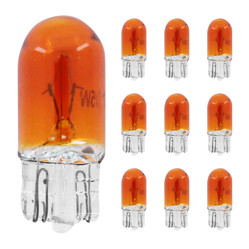 STANDARD 12V 5W LAMP BULB W2.1x9.5d BASE WY5W T10 WEDGE ORANGE STANDARD (FLASHING) (BOX OF 10) -P2R-