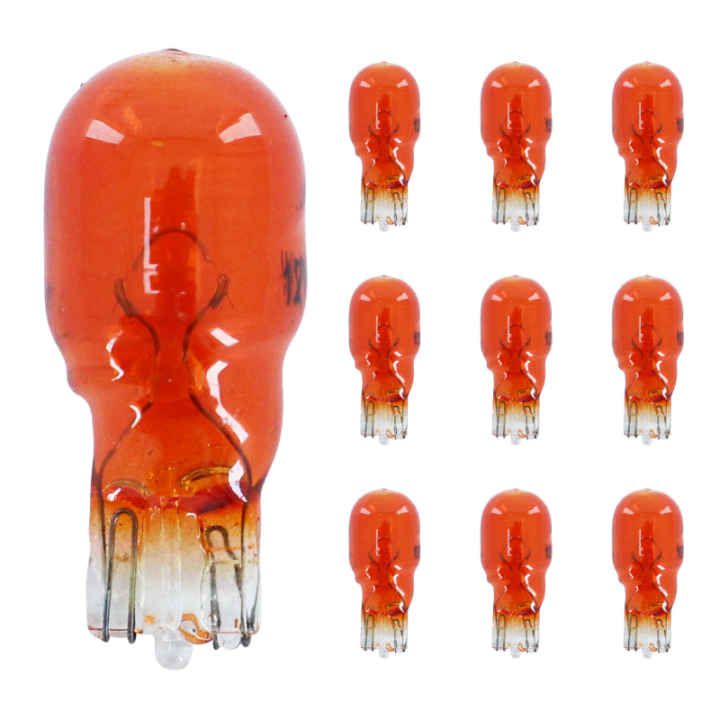 AMPOULE-LAMPE STANDARD 12V 10W CULOT W2,1x9,5d BULB T13 WEDGE STANDARD ORANGE (CLIGNOTANT) (BOITE DE 10)  -P2R-