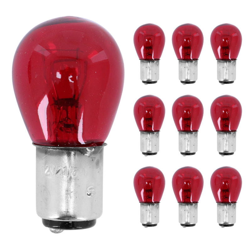 AMPOULE-LAMPE STANDARD 12V 21-5W CULOT BAY15d NORME P21-5W ROUGE (FEU ARRIERE+STOP) (BOITE DE 10)  -P2R-