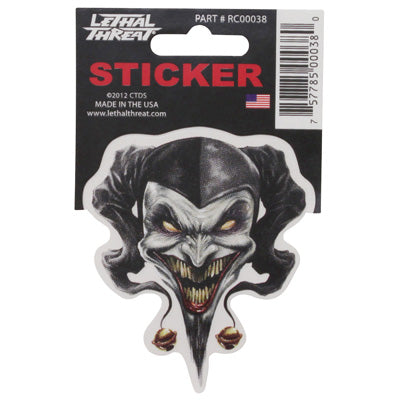 AUTOCOLLANT-STICKER LETHAL THREAT MINI VILAIN CLOWN GRIS (60x80mm)