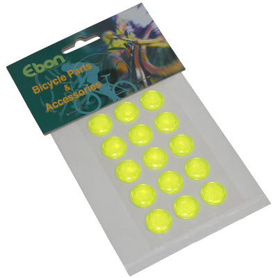 ROUND FLUORESCENT YELLOW REFLECTIVE STICKER DIAM 16mm (KIT 15 PIECES)