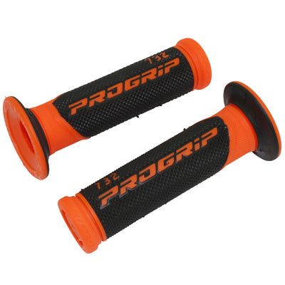 REVETEMENT POIGNEE PROGRIP SCOOTER ON ROAD 732 DOUBLE DENSITE FLUO DESIGN ORANGE FLUO-NOIR CLOSED END 125mm (PAIRE)