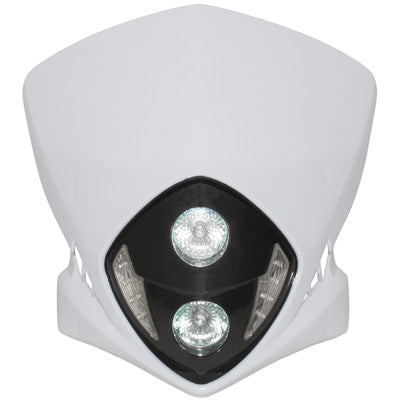 VORK KOPLAMPPLAAT 50 MET UNIVERSELE DOOS REPLAY DUKE WIT MET WITTE LEDS + HALOGEEN 2x20W