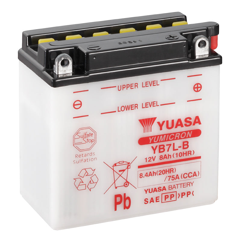 BATTERIE 12V  8 Ah YB7L-B YUASA YUMICRON AVEC ENTRETIEN  (Lg135xL75xH133mm)