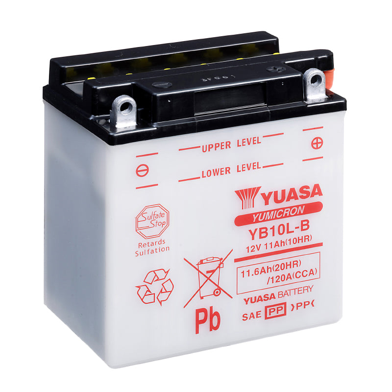 BATTERIE 12V 11 Ah YB10L-B YUASA YUMICRON AVEC ENTRETIEN  (Lg135xL90xH145mm)