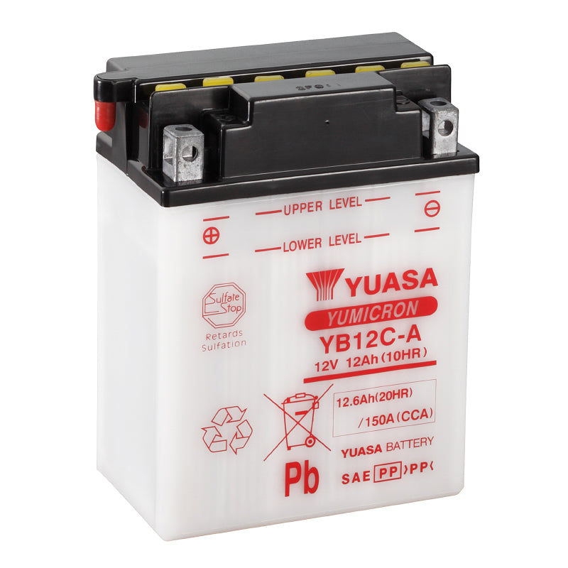 BATTERIE 12V 12 Ah YB12C-A YUASA YUMICRON AVEC ENTRETIEN  (Lg134xL80xH175mm)