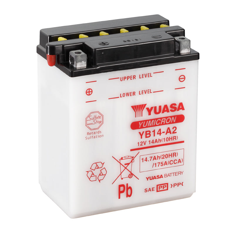 BATTERIE 12V 14 Ah YB14-A2 YUASA YUMICRON AVEC ENTRETIEN  (Lg134xL89xH166mm)