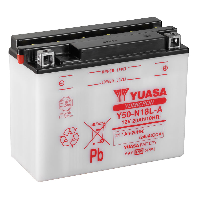 BATTERY 12V 20 Ah Y50-N18L-A YUASA YUMICRON WITH MAINTENANCE (Lg205xW90xH162mm)