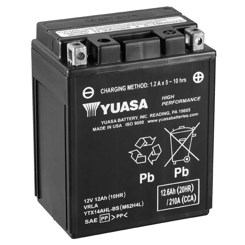 BATTERIE 12V 12 Ah YTX14AH-BS YUASA MF SANS ENTRETIEN HAUTE PERFORMANCE AVEC PACK ACIDE  (Lg134xL89xH166mm)