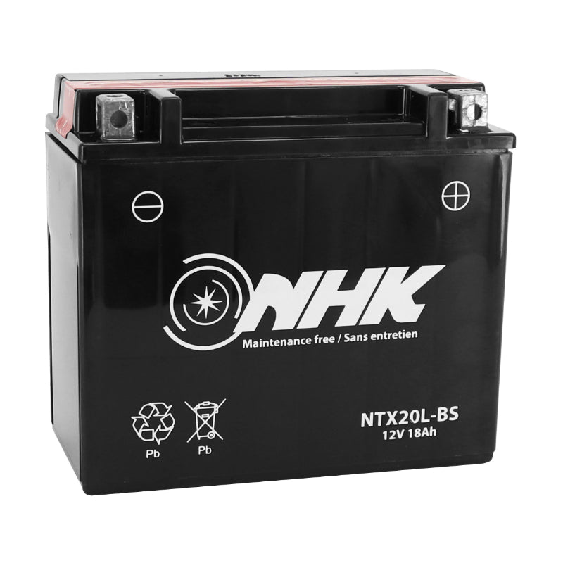 12V 18 Ah NTX20L-BS NHK MF BATTERY MAINTENANCE-FREE DELIVERED WITH ACID PACK (Lg175xW87xH156mm) (PREMIUM QUALITY - EQUIVALENT YTX20L-BS)