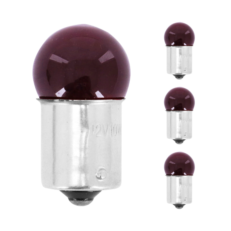 AMPOULE-LAMPE STANDARD 12V 10W CULOT BA15s NORME R10W GRAISSEUR ROUGE (FEU DE POSITION) (x4)  -REPLAY-