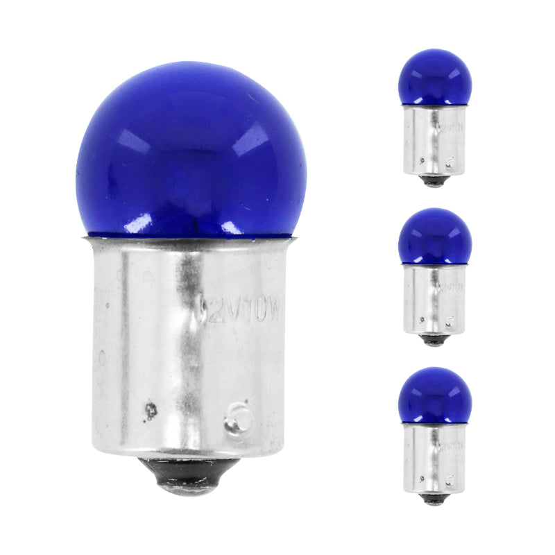 STANDARD LAMP BULB 12V 10W BA15s BASE STANDARD R10W BLUE GREASER (FLASHING) (x4) ** -REPLAY-