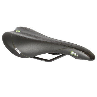 SELLE NEWTON ROUTE-VTT ZENA NOIR DECO NOIR-VERT 272x140mm RAIL ACIER NOIR