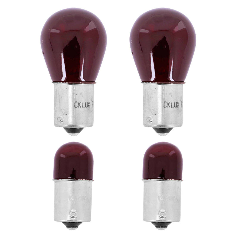 AMPOULE-LAMPE STANDARD 12V 21W NORME P21W CULOT BA15s + 12V 10W NORME R10W CULOT BA15s ROUGE (GLIGNOTANTS) (2+2)  -REPLAY-