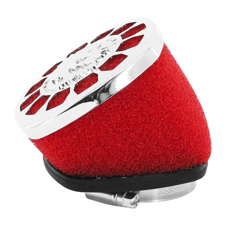 FILTRE A AIR MALOSSI E14 PHBL MOUSSE ROUGE CHROME FIXATION COUDEE 30°D.38mm