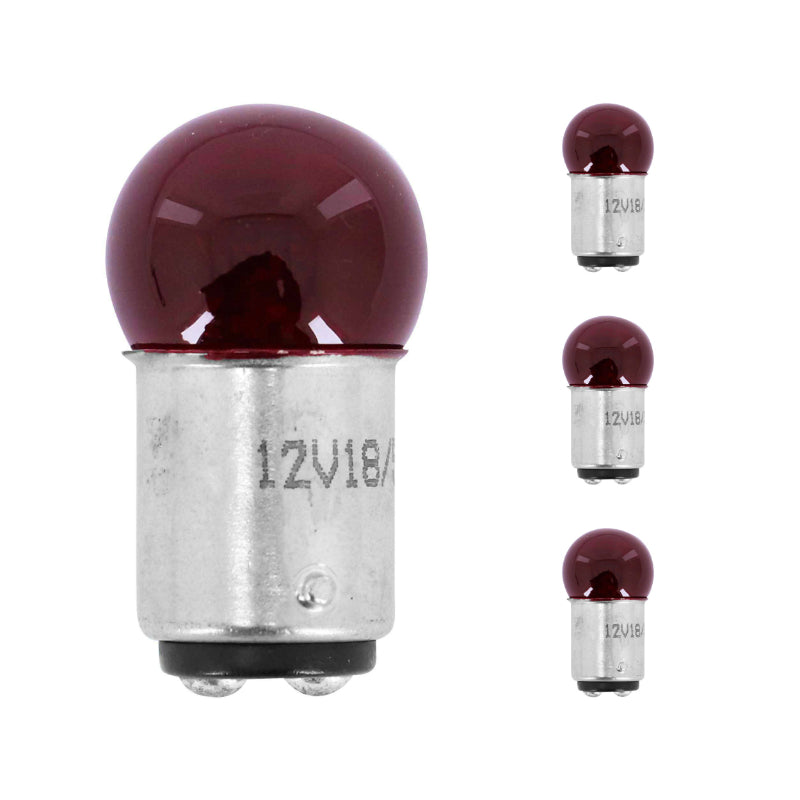 AMPOULE-LAMPE STANDARD 12V 18-5W CULOT BAY15d NORME P18-5W ROUGE (FEU ARRIERE+STOP)  (x4)  -REPLAY-