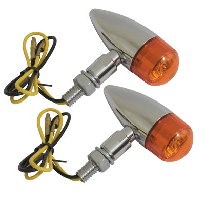 UNIVERSAL REPLAY VINTAGE METAL INDICATOR WITH ORANGE-CHROME BULB DIAM 25mm (PAIR) (CE APPROVED) (PAIR)