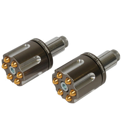 AVOC COLT ALU CNC TITANIUM-GOLD STUURUITEINDE DIAM 14 EN 17 mm (PAAR)